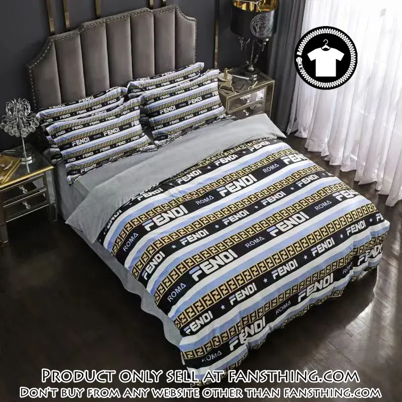 Fendi roma luxury brand premium bedding set bedspread duvet cover set home decor fst4904716